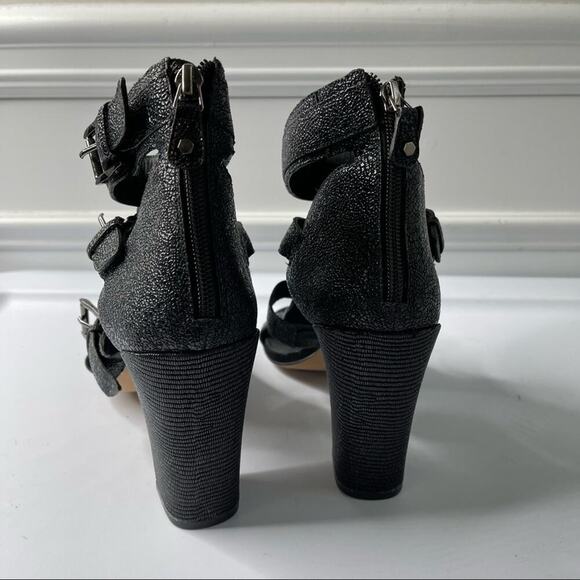 Rebecca Minkoff black metallic sky heeled sandals size 10 - Picture 2 of 6